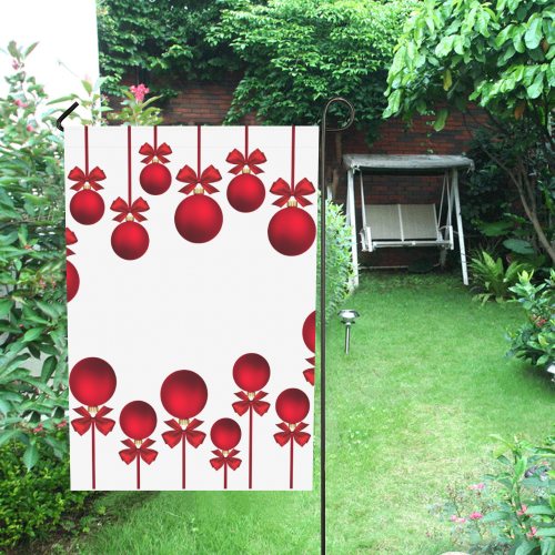Red Christmas Ornaments with Bows Garden Flag 28''x40'' （Without Flagpole）