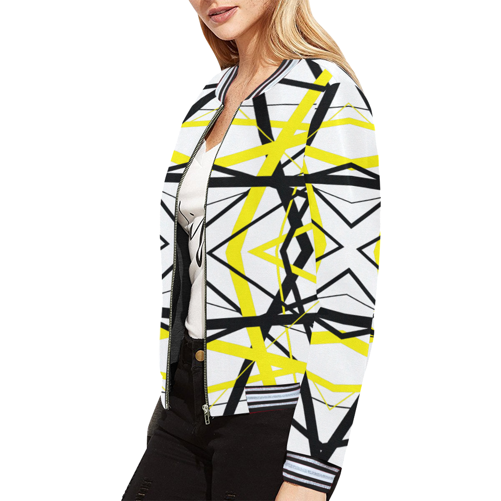 by crossing lines All Over Print Bomber Jacket for Women (Model H21)