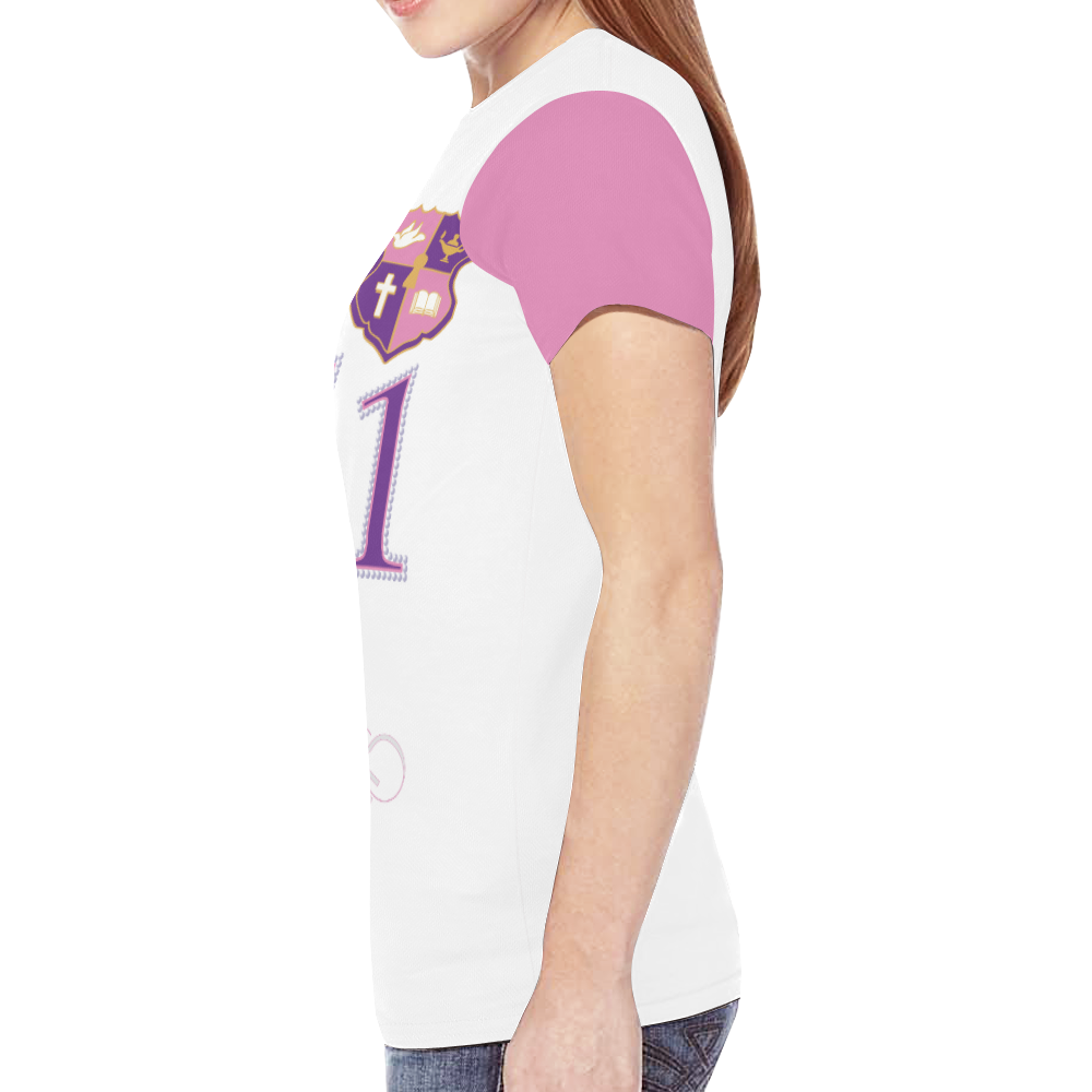 Year 2011 Pink Sleeves New All Over Print T-shirt for Women (Model T45)