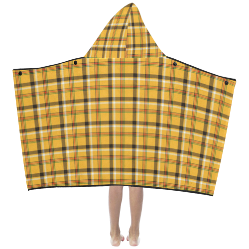 Yellow Tartan (Plaid) Kids' Hooded Bath Towels