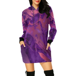 FD's Purple Marble Collection- Women's Purple Marble Pullover Hoodie Dress 53086 All Over Print Hoodie Mini Dress (Model H27)