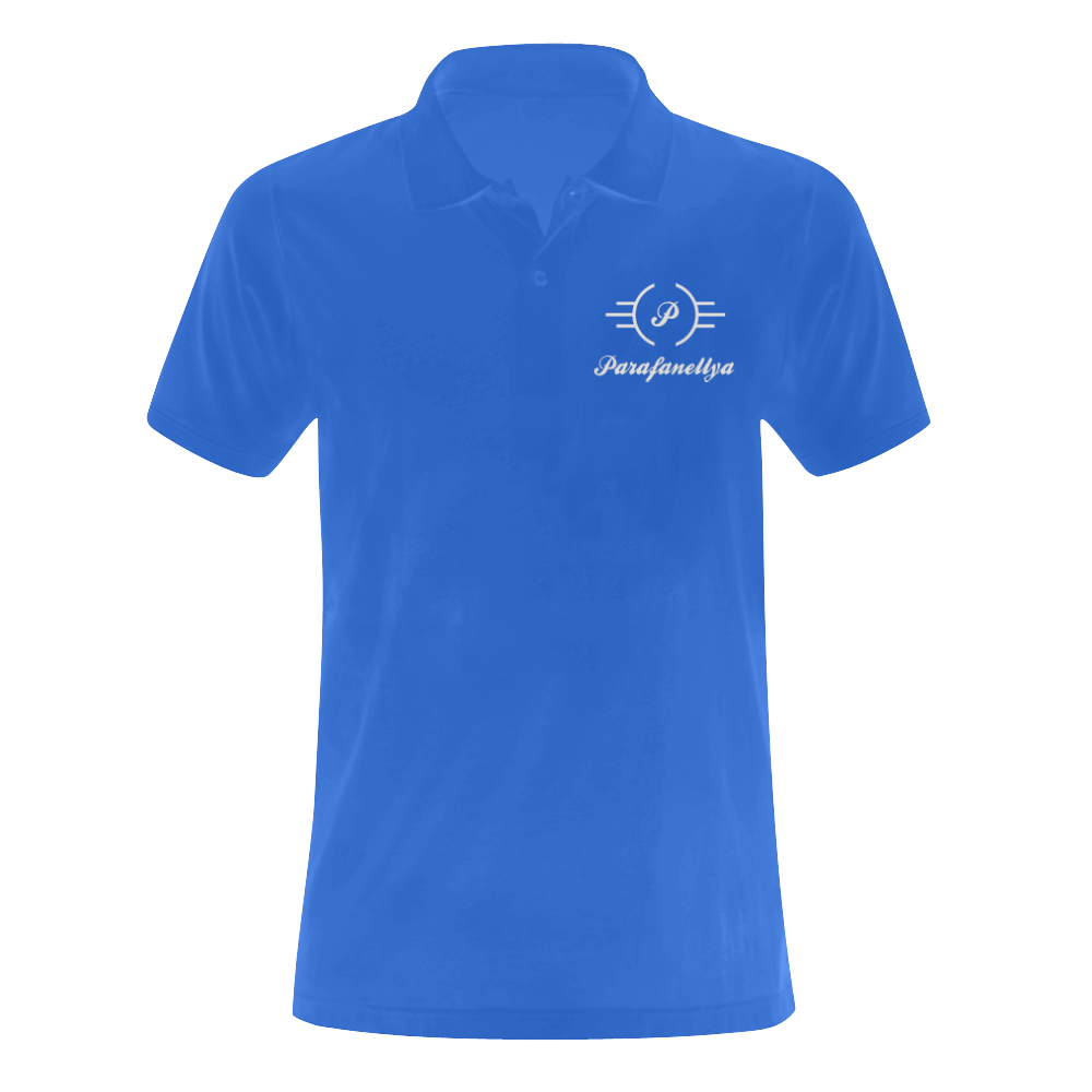 Blue & White Print Polo Men's Polo Shirt (Model T24)