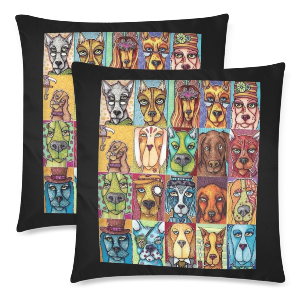 Doggy Custom Zippered Pillow Cases 18"x 18" (Twin Sides) (Set of 2)