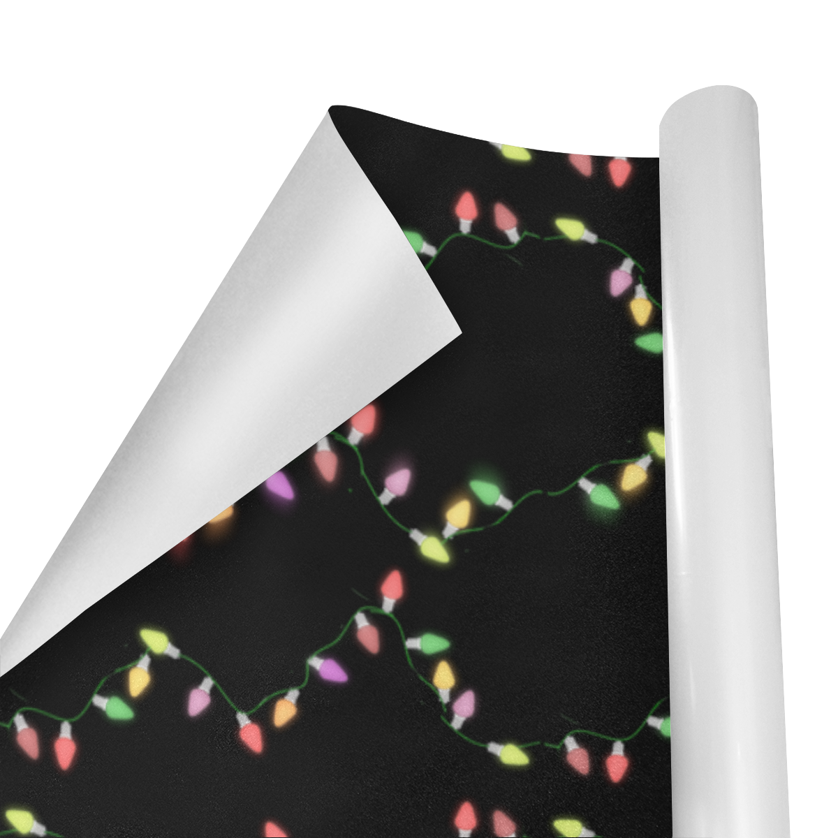 Festive Christmas Lights on Black Gift Wrapping Paper 58"x 23" (1 Roll)
