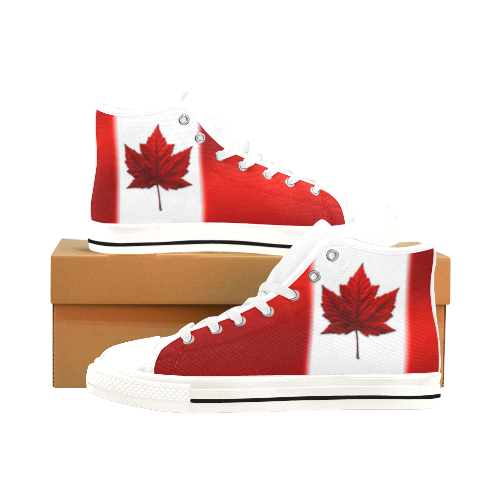 Canada Flag Sneakers Men's Men’s Classic High Top Canvas Shoes /Large Size (Model 017)