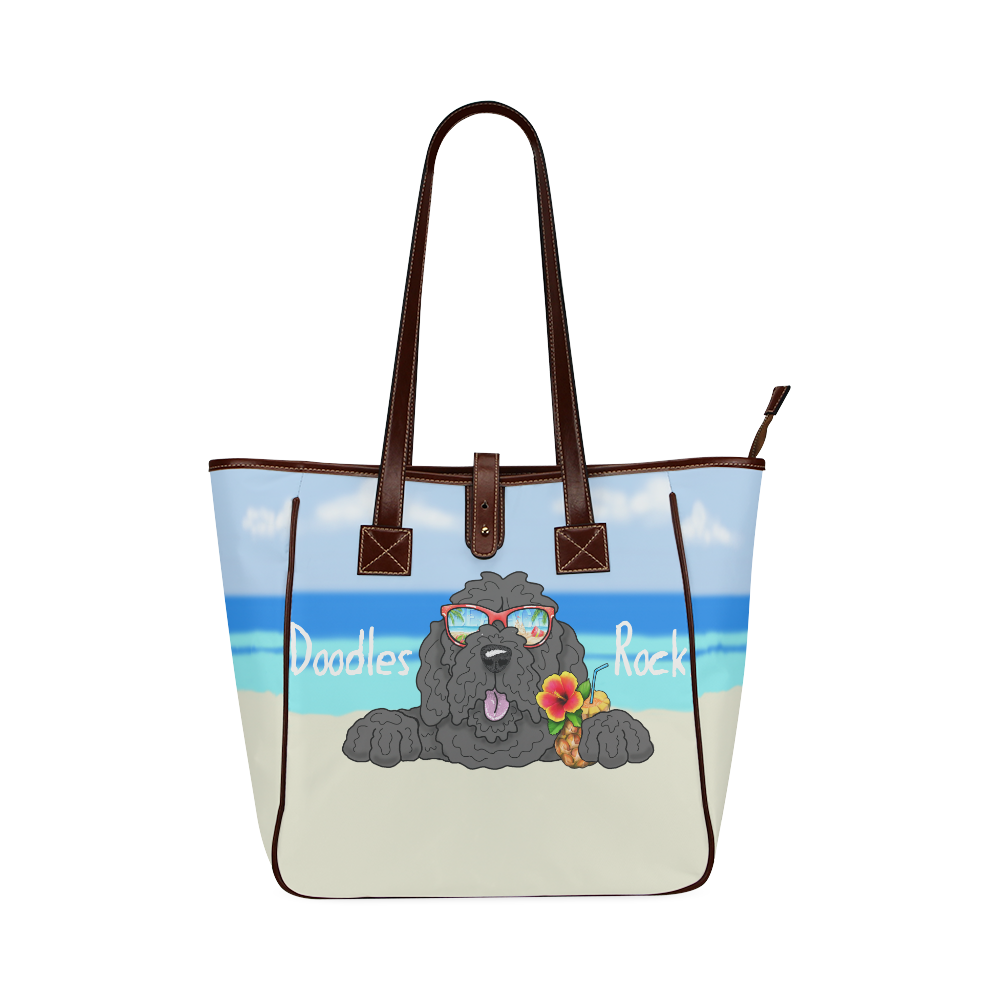 Black Labradoodle Beach Days Classic Tote Bag (Model 1644)