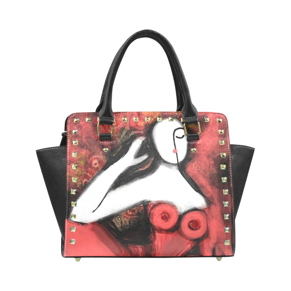 11516 - Lady in Red Rivet Shoulder Handbag (Model 1645)