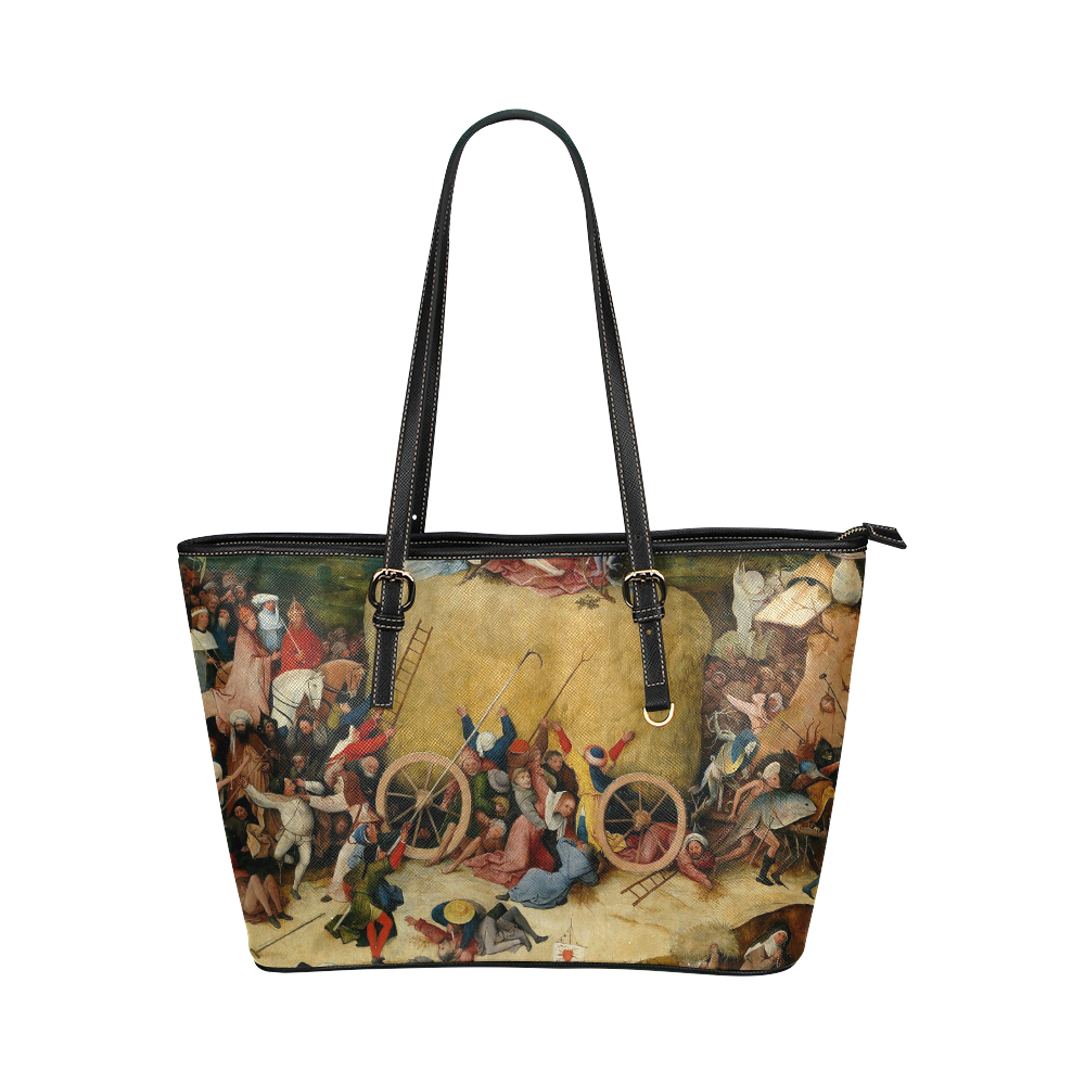 Hieronymus Bosch-The Haywain Triptych 2 Leather Tote Bag/Small (Model 1651)