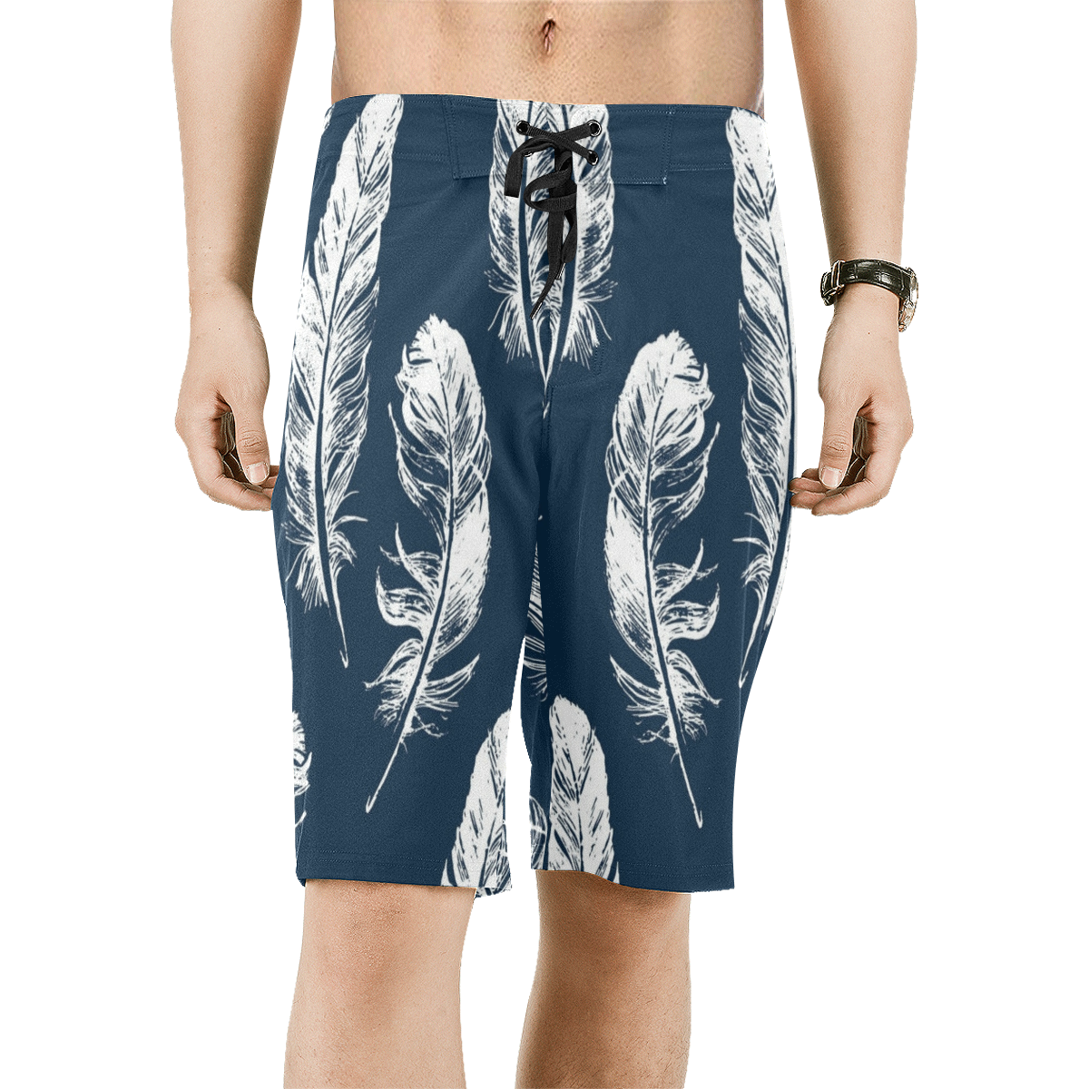 White Feathers 2 Men's All Over Print Board Shorts (Model L16)