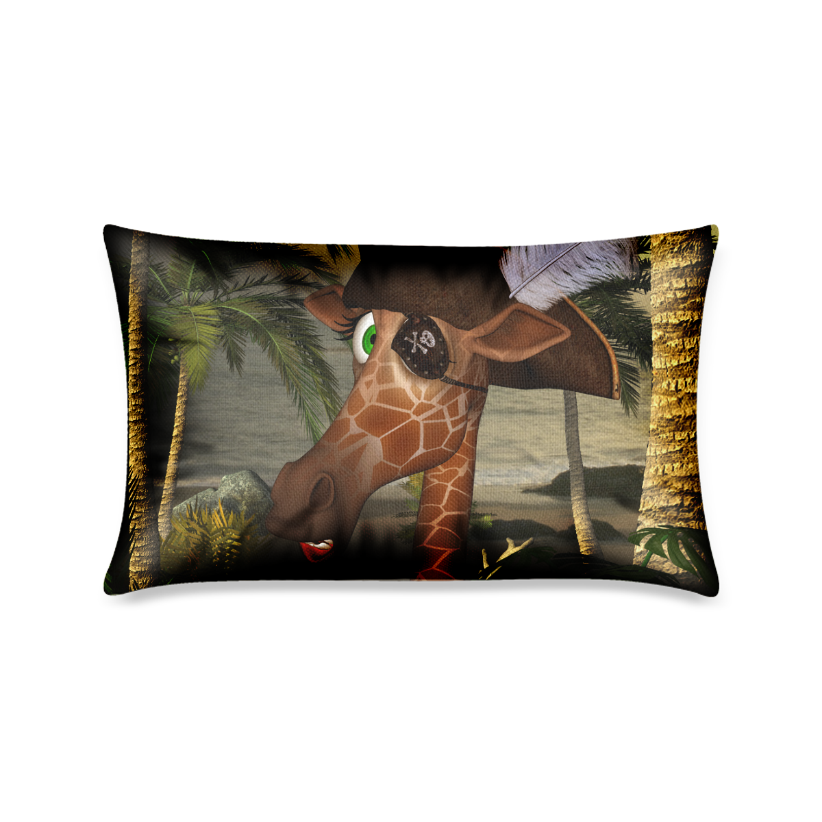 Funny giraffe as a pirate Custom Zippered Pillow Case 16"x24"(One Side Printing)