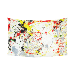 Black, Red, Yellow Paint Splatter Cotton Linen Wall Tapestry 90"x 60"
