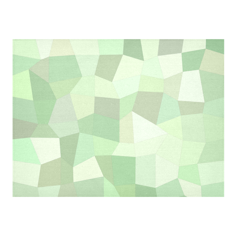 Pastel Greens Mosaic Cotton Linen Tablecloth 52"x 70"