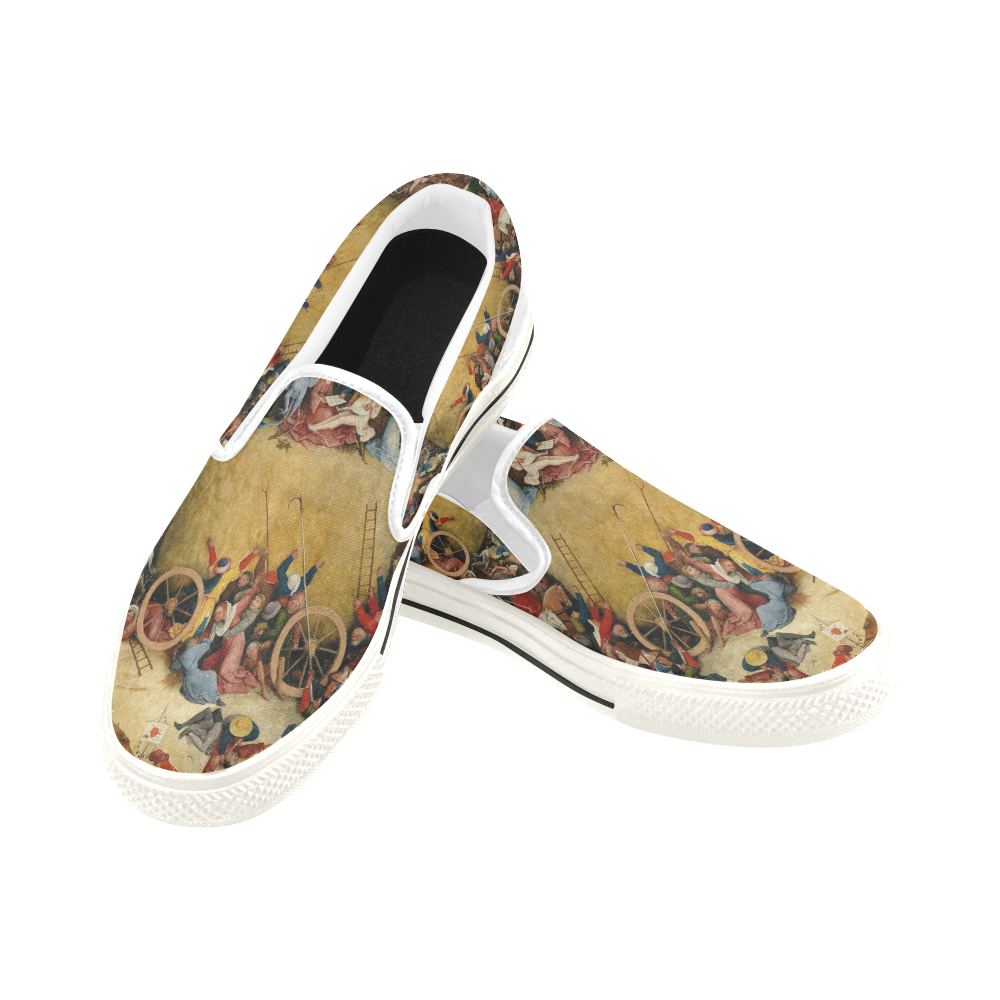 Hieronymus Bosch-The Haywain Triptych 2 Women's Slip-on Canvas Shoes/Large Size (Model 019)