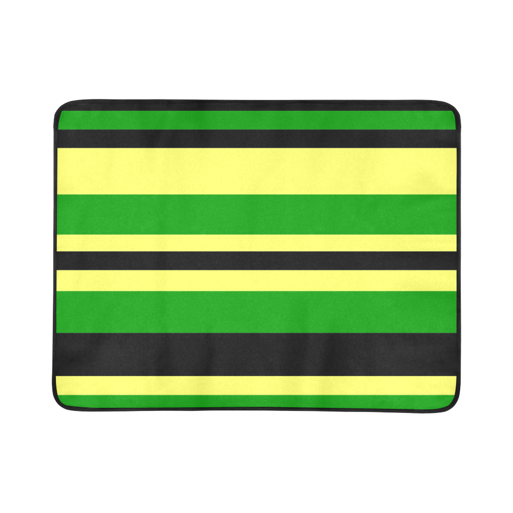 Jamaican Inspired Yellow, Black and Green Stripes Beach Mat 78"x 60"