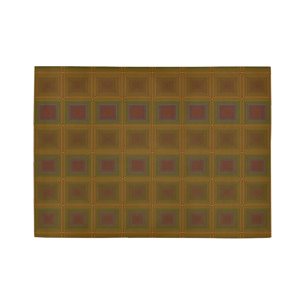 Golden brown multicolored multiple squares Area Rug7'x5'