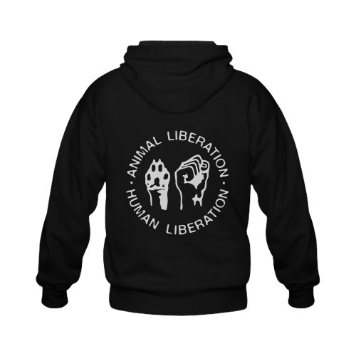 Animal Liberation, Human Liberation Gildan Full Zip Hooded Sweatshirt (Model H02)