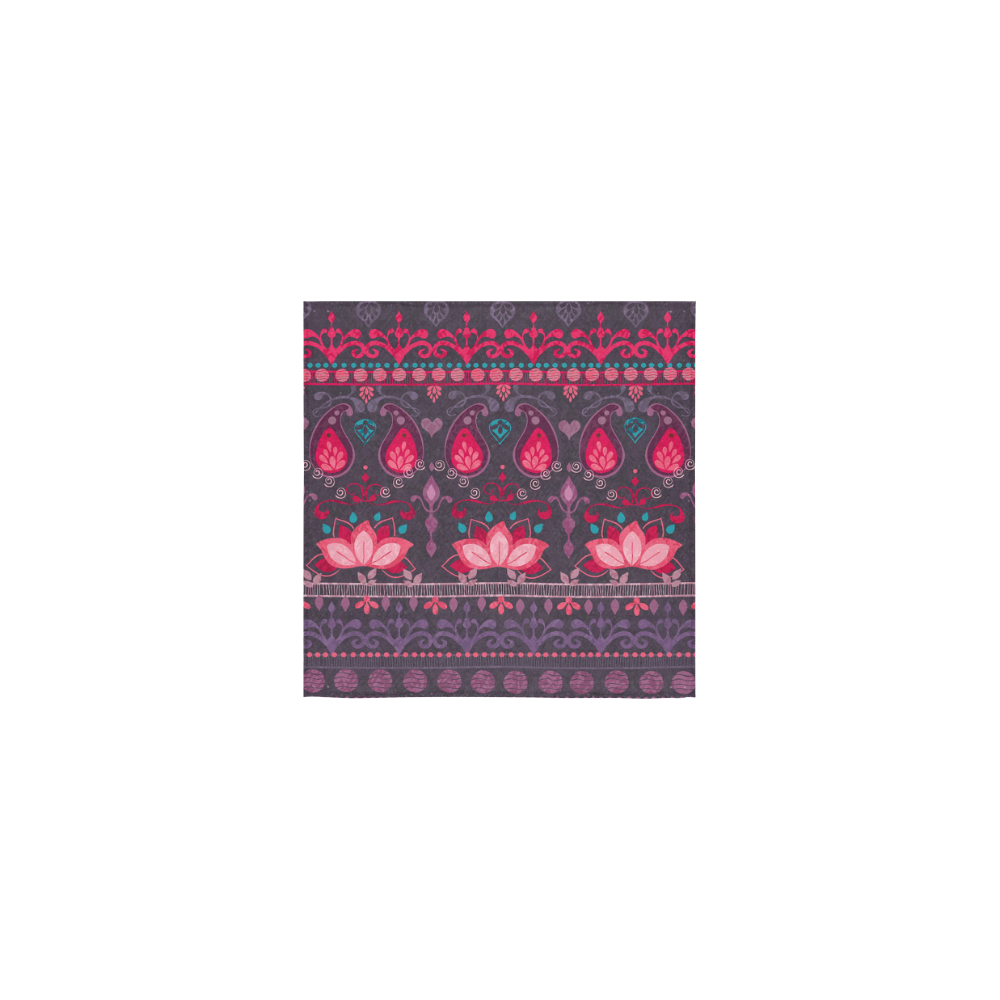 Ethnic Bohemian Purple, Pink, and Teal Square Towel 13“x13”