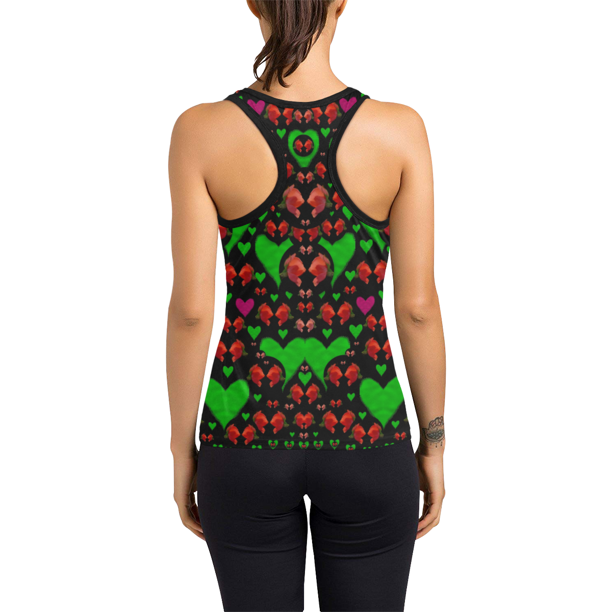 love hearts and roses Women's Racerback Tank Top (Model T60)