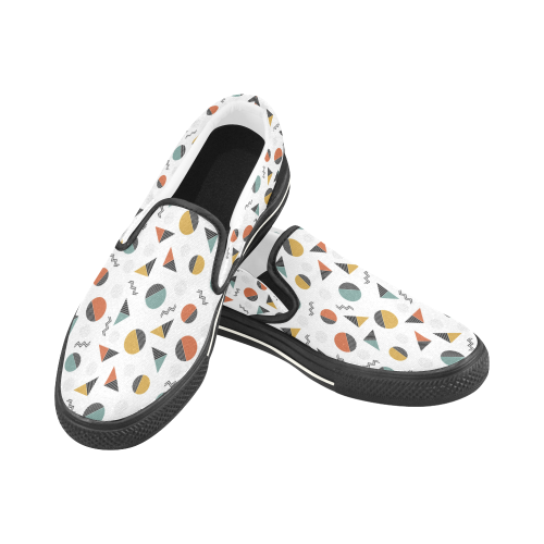 Geo Cutting Shapes Women's Slip-on Canvas Shoes/Large Size (Model 019)