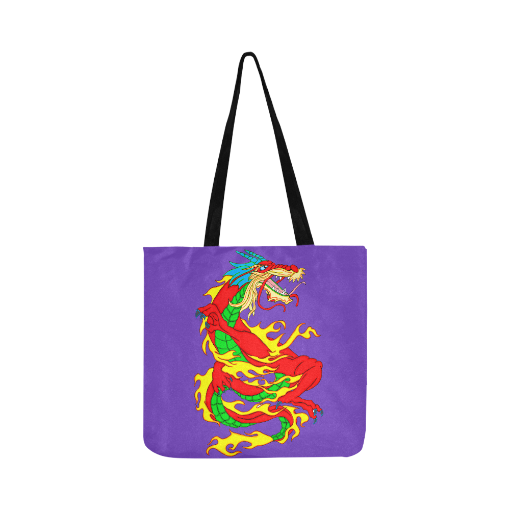 Red Chinese Dragon Purple Reusable Shopping Bag Model 1660 (Two sides)