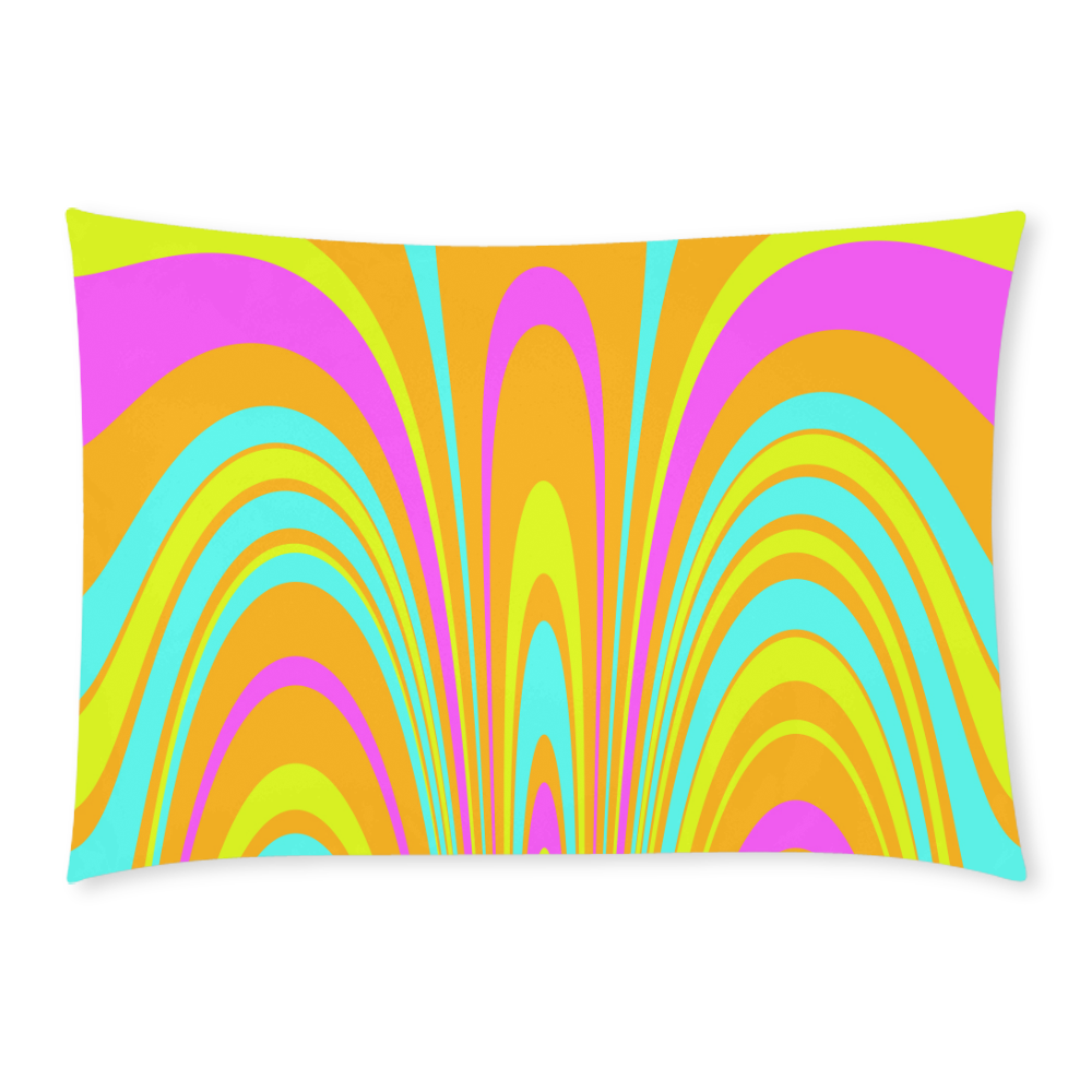 Groovy Retro Tangerine Turquoise Yellow Pink Custom Rectangle Pillow Case 20x30 (One Side)