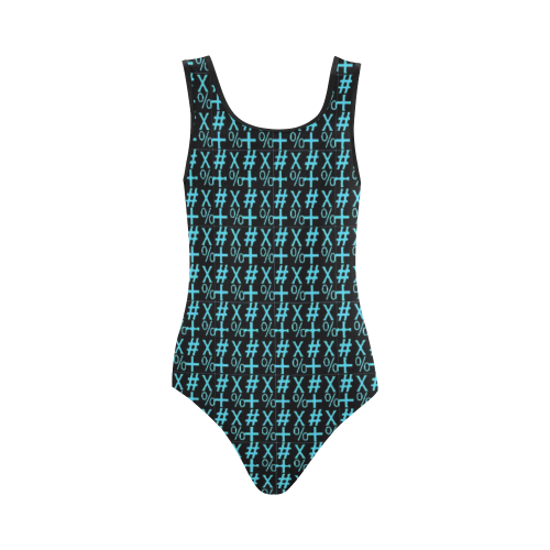 NUMBERS Collection Symbols Teal Vest One Piece Swimsuit (Model S04)