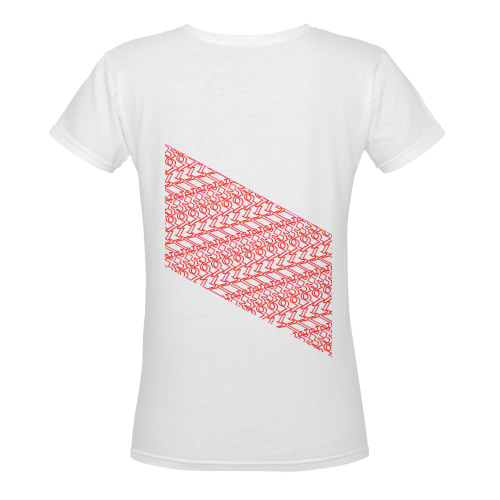 NUMBERS Collection 1234567 (Flag) RednPink Women's Deep V-neck T-shirt (Model T19)