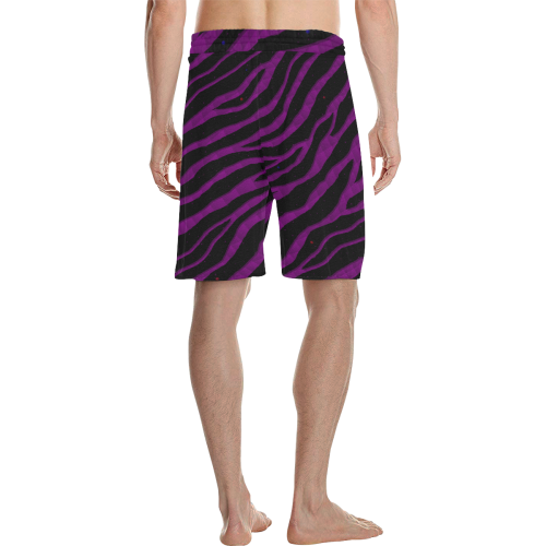 Ripped SpaceTime Stripes - Purple Men's All Over Print Casual Shorts (Model L23)