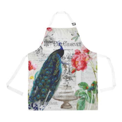 peacock and roses All Over Print Apron