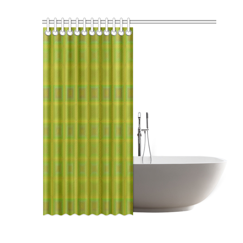 Olive green gold multicolored multiple squares Shower Curtain 60"x72"