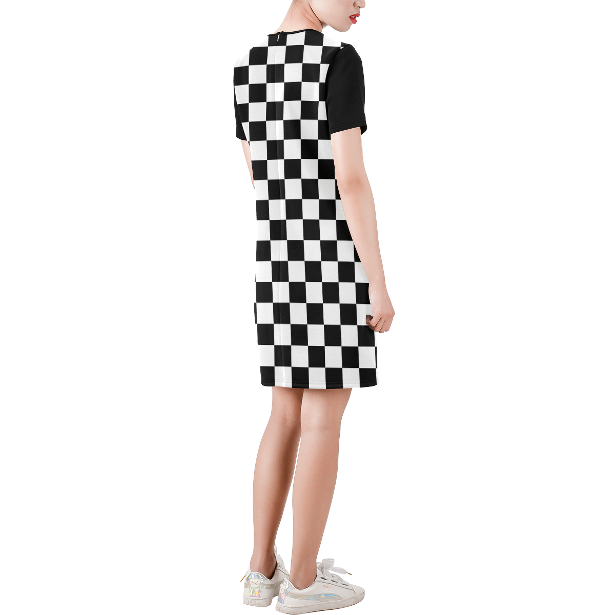Stylish Ska Punk Retro by ArtformDesigns Short-Sleeve Round Neck A-Line Dress (Model D47)