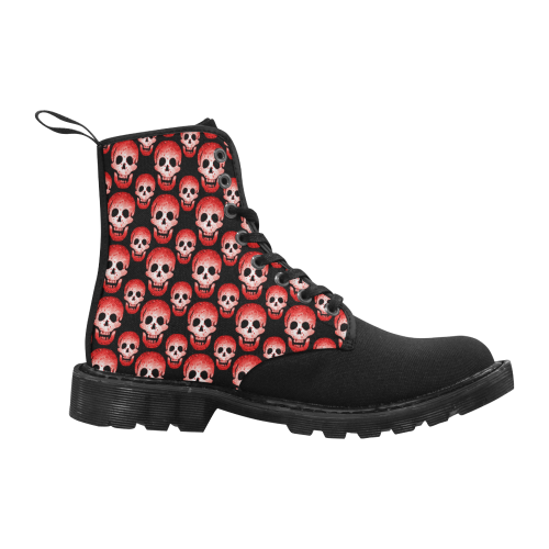 Red Laughing Skulls Halloween Cheeky Witch Martin Boots for Women (Black) (Model 1203H)