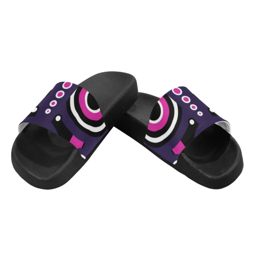 Pink Purple Tiki Tribal Men's Slide Sandals (Model 057)
