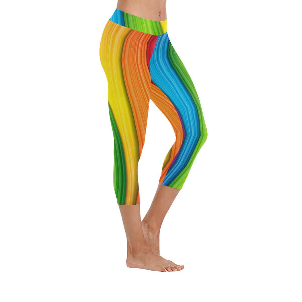 Colorful_Rainbow Women's Low Rise Capri Leggings (Invisible Stitch) (Model L08)