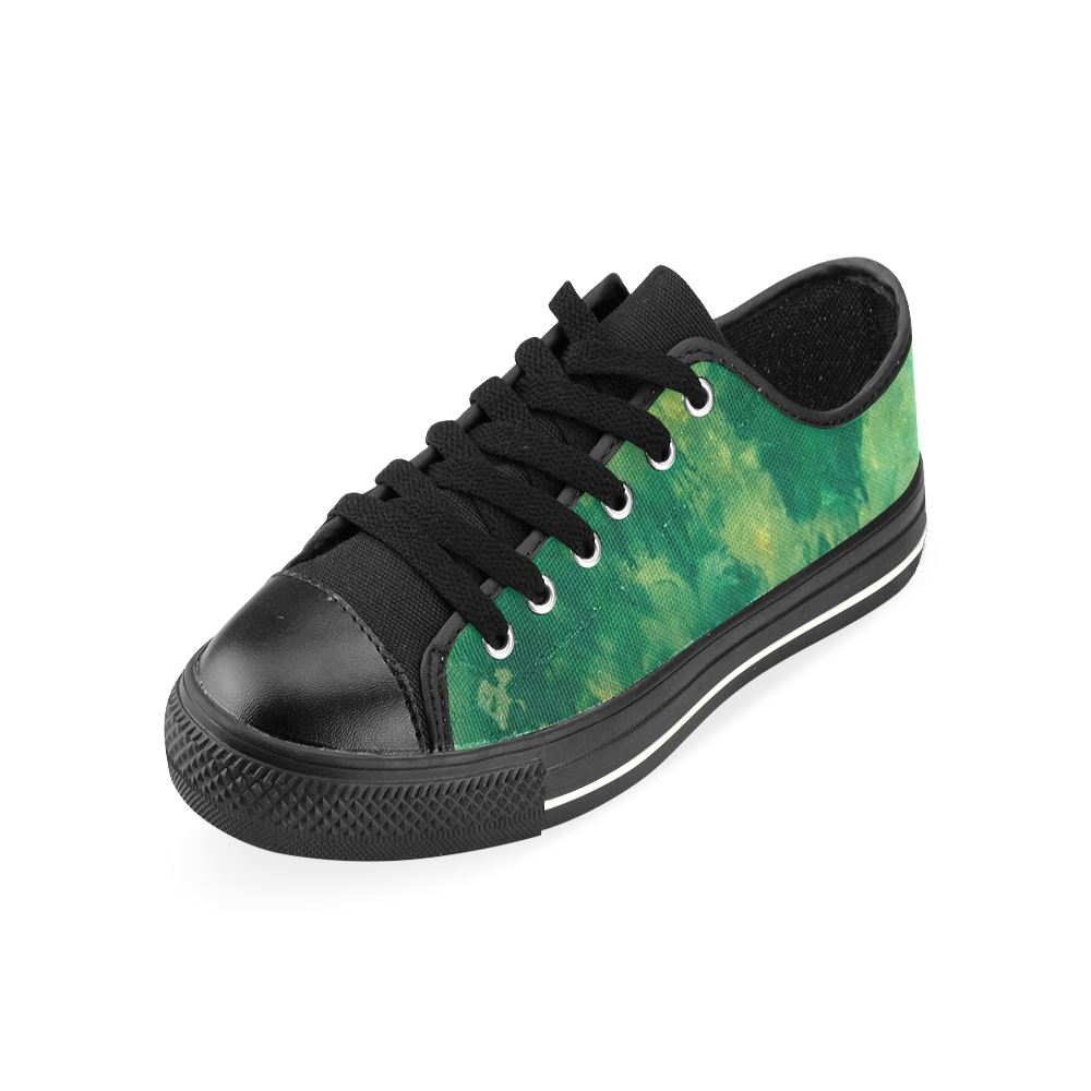 greenville kids black low top Low Top Canvas Shoes for Kid (Model 018)