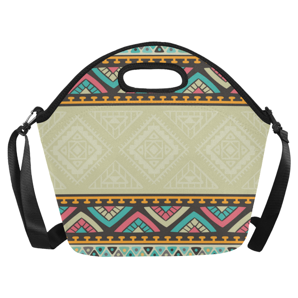 Beautiful Ethnic Tiki Design Neoprene Lunch Bag/Large (Model 1669)