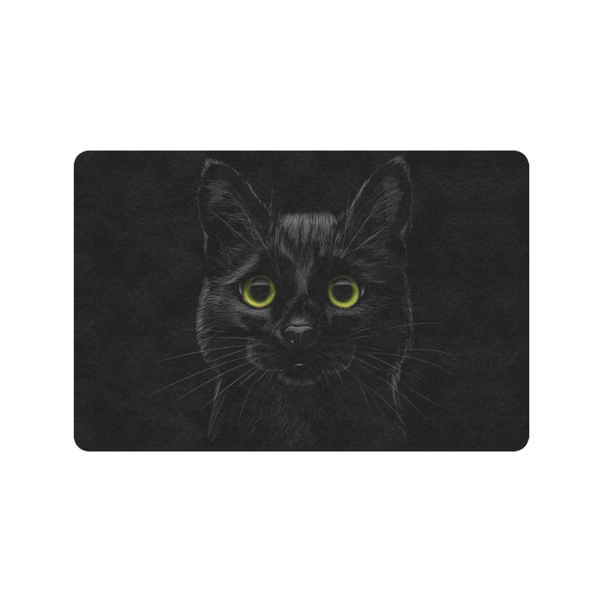 Black Cat Doormat 24"x16" (Black Base)