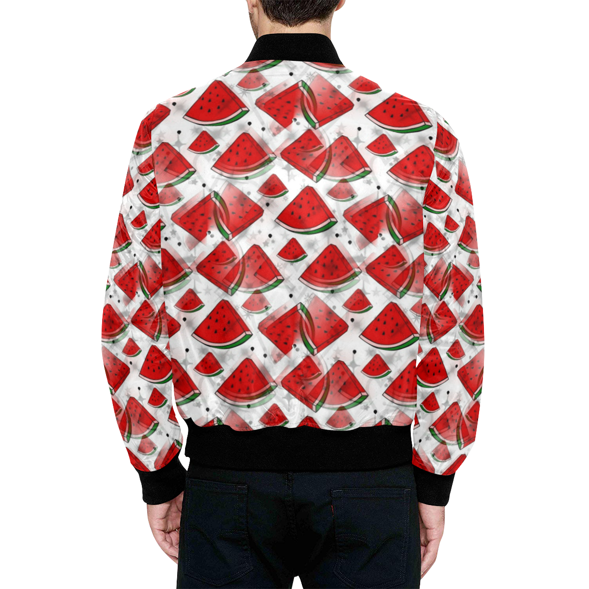 Melon by Nico Bielow All Over Print Quilted Bomber Jacket for Men (Model H33)