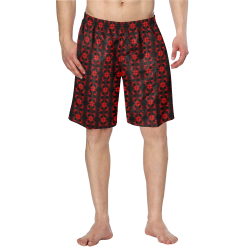 Abstract Flowing * Red on Black Men's Swim Trunk (Model L21)