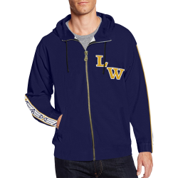 Little Wound Mustangs Dark Blue All Over Print Full Zip Hoodie for Men/Large Size (Model H14)