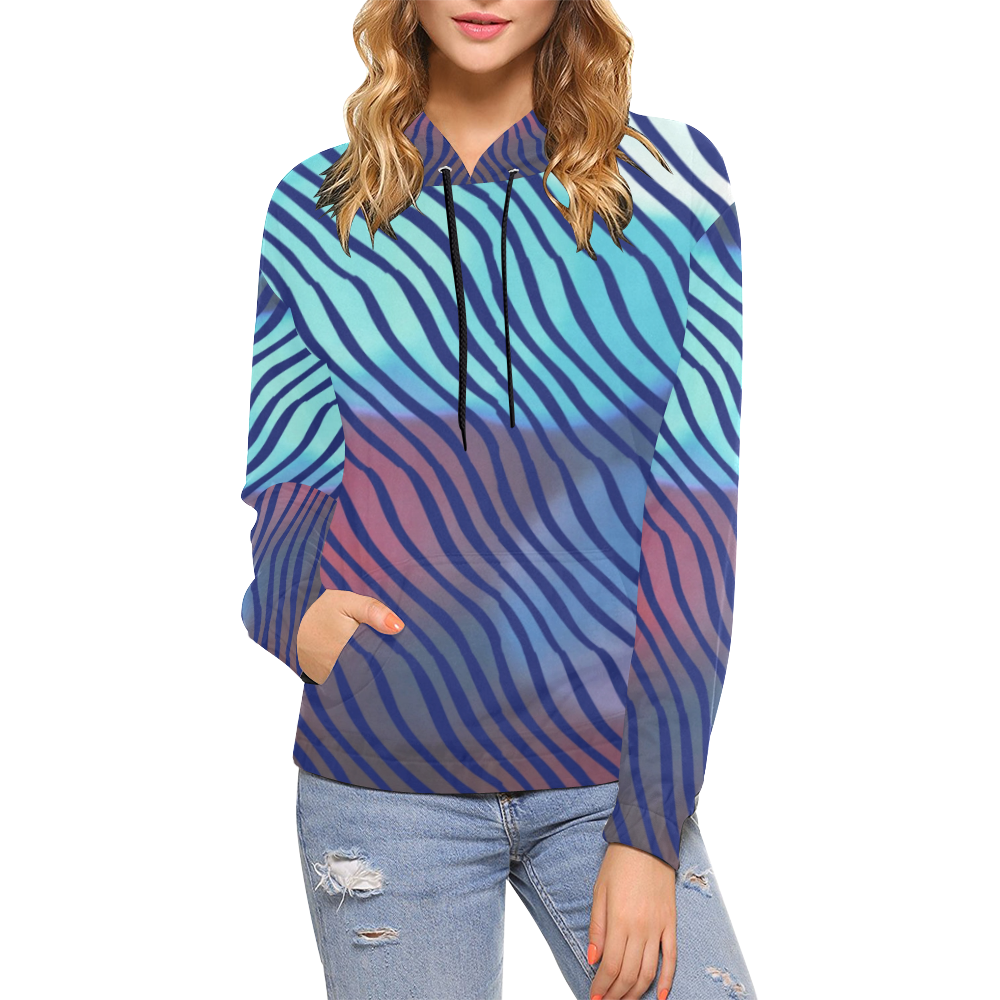 stripesandcircleshoodie All Over Print Hoodie for Women (USA Size) (Model H13)