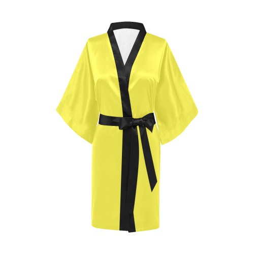 Yummy Lily Yellow Solid Color Kimono Robe