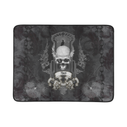 Skull with crow in black and white Beach Mat 78"x 60"