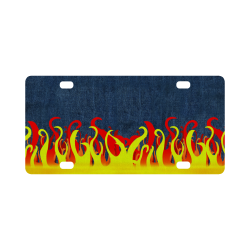 Fire and Flames With Denim-look Classic License Plate