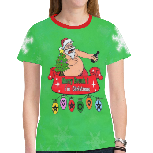 Drunk Christmas by Artdream New All Over Print T-shirt for Women (Model T45)
