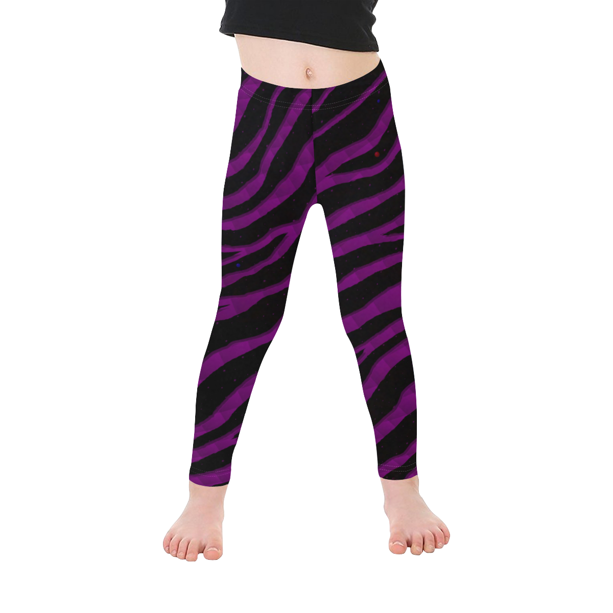 Ripped SpaceTime Stripes - Purple Kid's Ankle Length Leggings (Model L06)