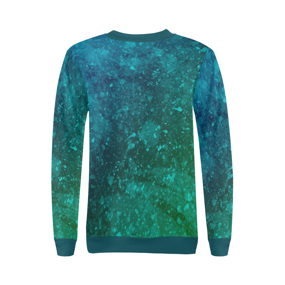 Blue and Green Abstract All Over Print Crewneck Sweatshirt for Women (Model H18)