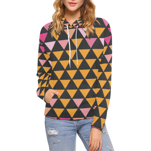 triangles black All Over Print Hoodie for Women (USA Size) (Model H13)