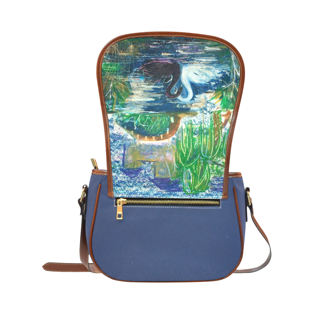 Swans in an Alcove Saddle Bag/Small (Model 1649) Full Customization