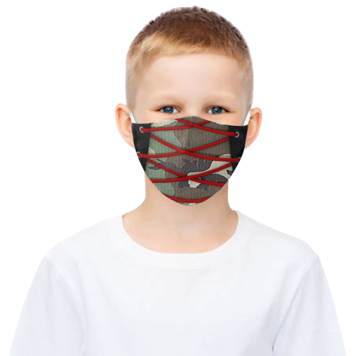 camouflage corsage community face mask 3D Mouth Mask with Drawstring (Pack of 3) (Model M04)